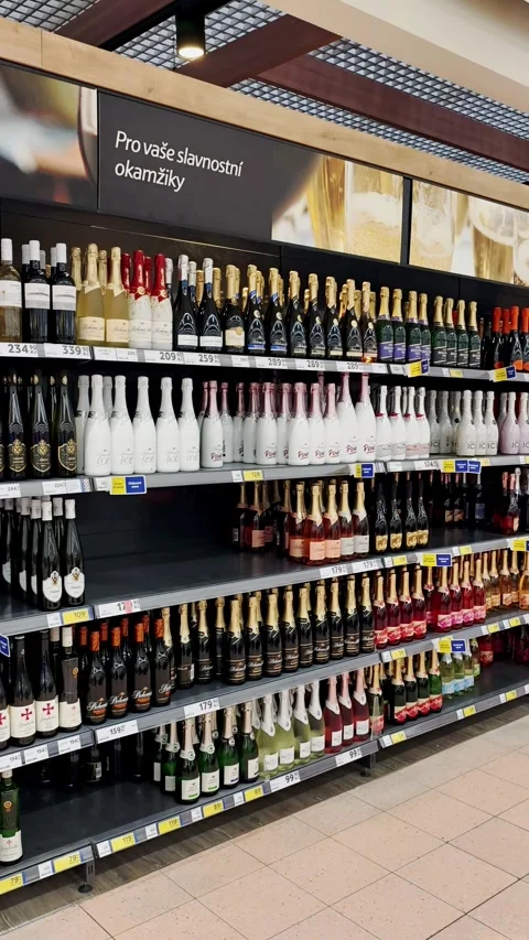 Prague, Czech Republic – September 25, 2026: Sparkling wine and champagne Stock Footage 346391432