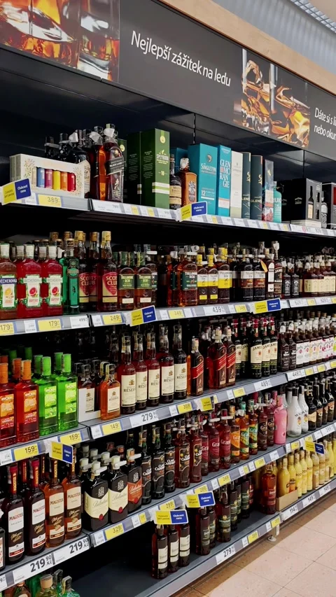 Prague, Czech Republic – September 25, 2026: Whiskey, spirits and liqueurs Stock Footage 346391436
