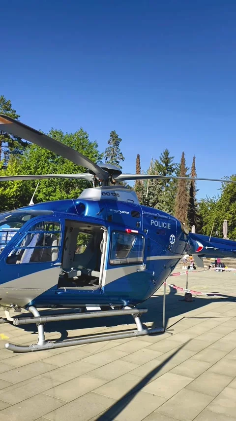 Prague, Czech Republic – September 26, 2026: Police rescue helicopter Stock Footage 346536607