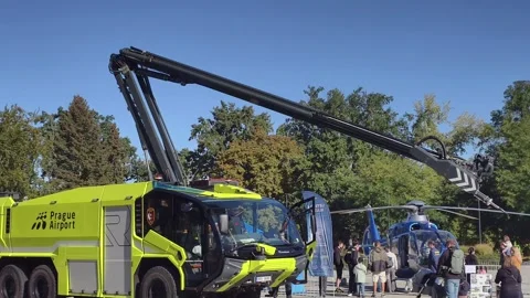 Prague, Czech Republic – September 26, 2026: Airport fire rescue vehicle Stock Footage 346536650