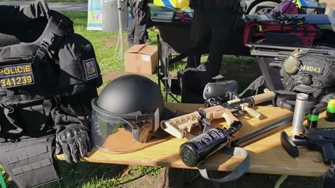 Prague, Czech Republic – September 26, 2026: Police tactical equipment Stock Footage 346536665