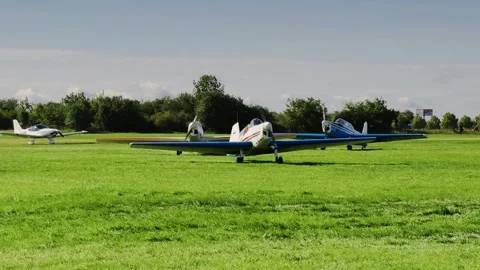 Prague, Czech Republic – September 5, 2026: Aircraft Taxiing Across Airfield 4K Stock Footage 345059253