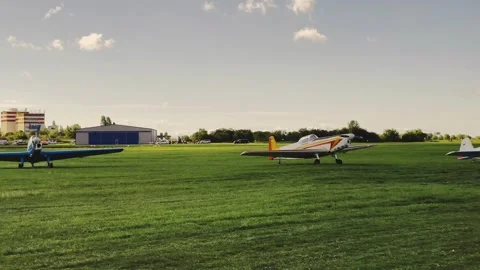Prague, Czech Republic – September 5, 2026: Aircraft Taxiing Across Airfield 4K Stock Footage 345059659