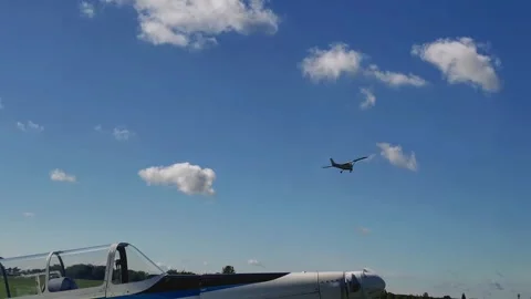 Prague, Czech Republic – September 5, 2026: Aircraft takes off others remain Stock Footage 345059928