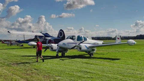 Prague, Czech Republic – September 5, 2026: Aircraft Taxiing Across Airfield 4K Stock Footage 345060098