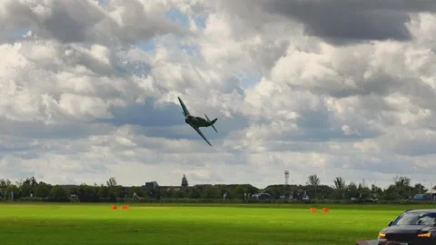 Prague, Czech Republic – September 5, 2026: Single Aircraft Making Low Stock Footage 345063320