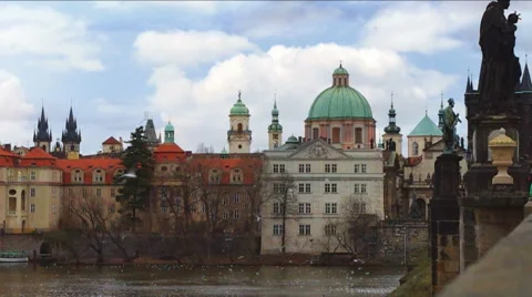Prague (Czech Republic). View from Charles Bridge. Stock Footage 48332175