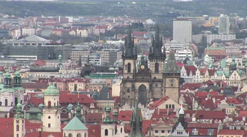 Prague Downtown From Petrin Stock Footage 30305421
