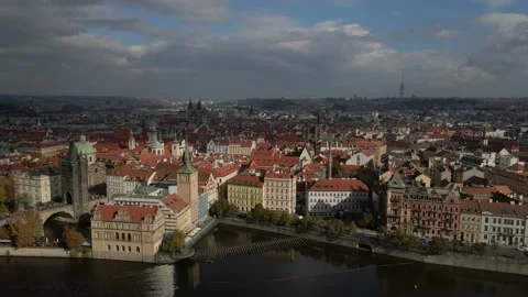 Prague Drone 4K Old Town Charles Bridge Stock Footage 220786105