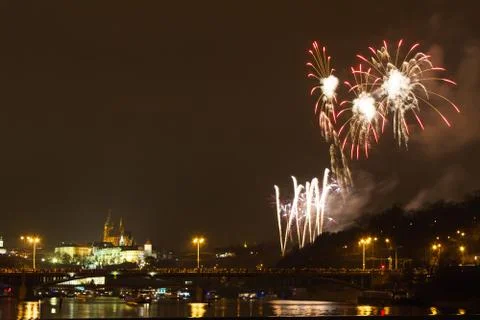 Prague firework Stock Photos