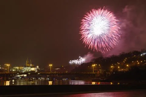 Prague firework Stock Photos