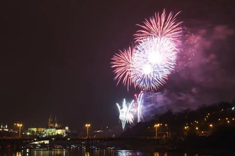 Prague firework Stock Photos