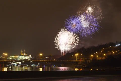 Prague firework Stock Photos