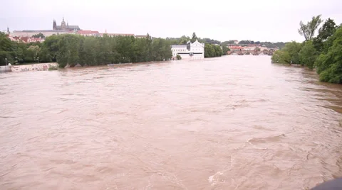 Prague Floods 2013 from the bridge Stock Footage 30292416