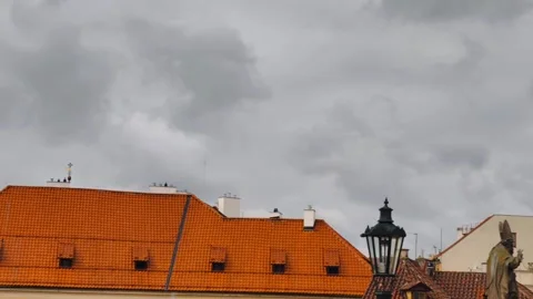 Prague Gothic Tower and Statue in 4K Slow Motion Video – Historic Architecture Stock Footage 319034407