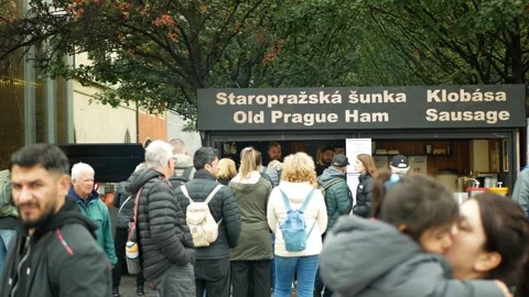 Prague ham stall leg pork meat food smoked boneless Prazska sunka Stock Footage 341873413