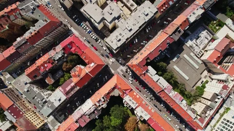 Prague Intersection Squared Living Quarters Historical City Top Down Timelapse Stock Footage 235599165