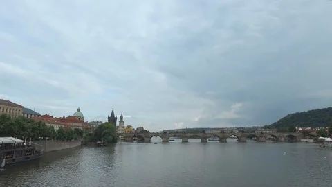 Prague Karlov bridge Stock Footage 97155437