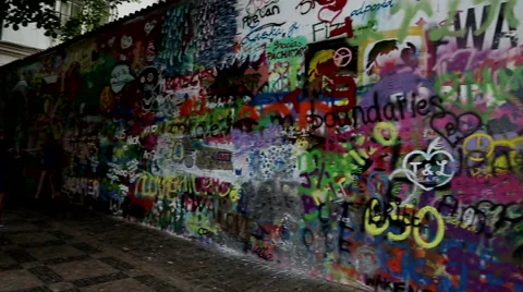 Prague Lenon wall Stock Footage 53852430
