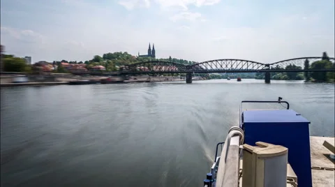 Prague Moldova River Time Lapse Stock Footage 54795201