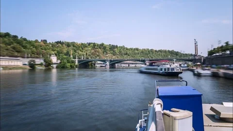 Prague Moldova River Time Lapse Stock Footage 70563894