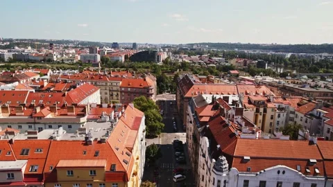 Prague Move Through Old Residential Neighborhood History Aged Buildings Still Video stock 235602525