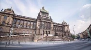 Prague National Museum Hyperlapse Stock Footage