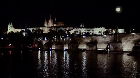 Prague by night Stock Footage 32977078