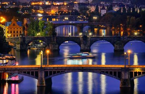 Prague at night Stock Photos