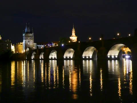 Prague at night Stock Photos