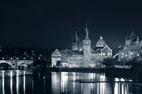 Prague at night Stock Photos