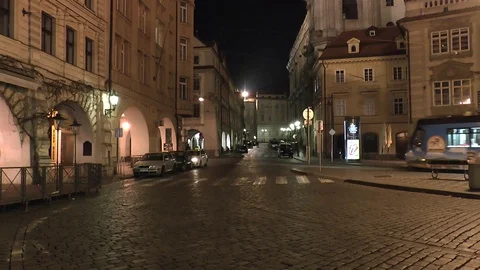 Prague. Night tram. Stock Footage 101137081