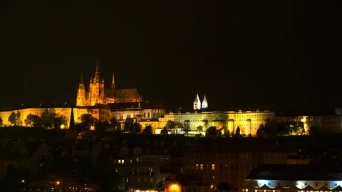 Prague night view of the city Video stock 91552807