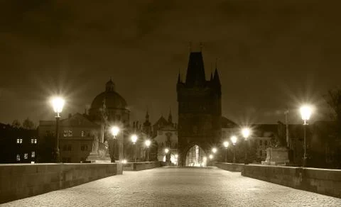 Prague night view Stock Photos