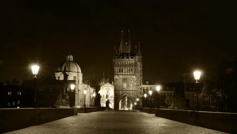 Prague night view Stock Photos