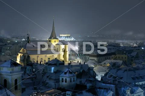 Prague at night. winter Stock Photos