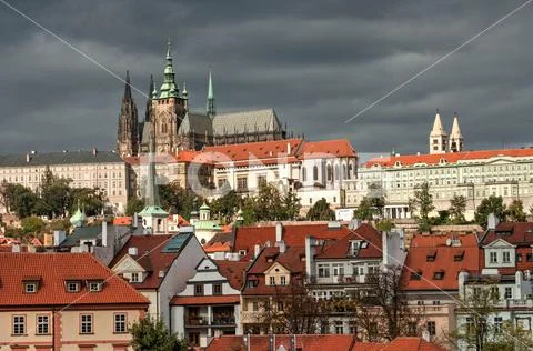 Prague old town, Cech Republic. Praha Castle with churches, chapels and towers Stock Photos