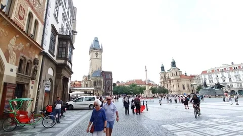 Prague Old Town Square Clocktower Stock Footage 248713036