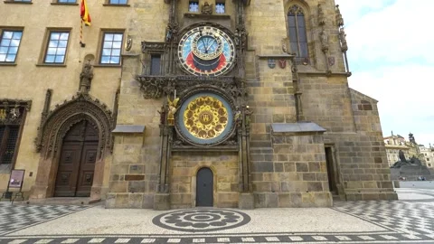 Prague Old Town Square Town Hall Astronomical Clock 库存影片 142136363