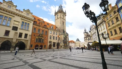 Prague Old Town Square Town Hall 库存影片 142136406