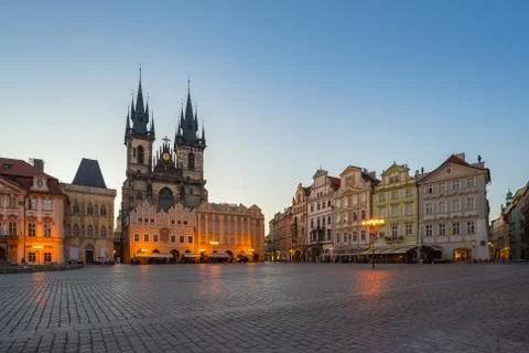 Prague old town square with view of Tyn Church in Czech Republic Fotos de archivo