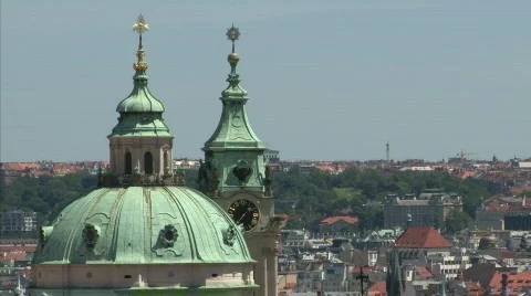 Prague panorama with red roofs Stock Footage 486643