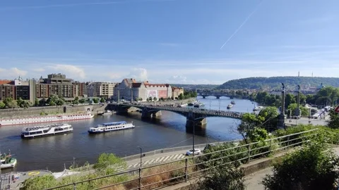 Prague Panorama Vltava River Charles Bridge Letna May 30 2026 Stock Footage 336281022