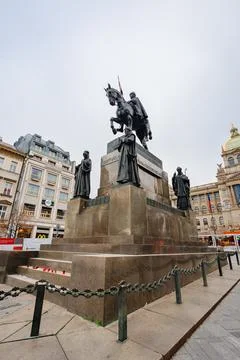 Prague, Prague, Czech Republic, Dec 03, 2024 - Saint Wenceslas Monument wit.. Stock Photos