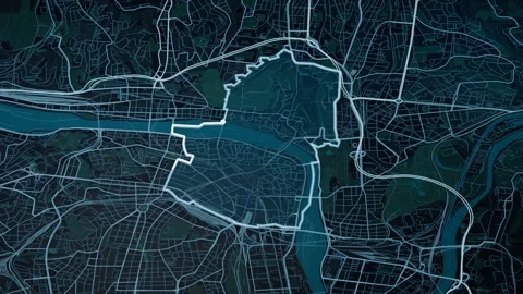 Prague Praha Czechia Digital Map Highlight 4K Stock Footage 337911544