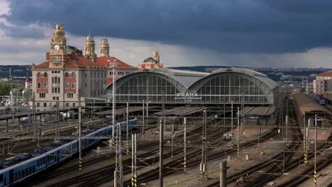 Prague Railway Station view Stock Footage 211789285