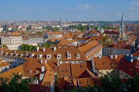 Prague red roofs Stock Photos