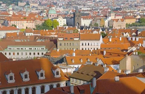 Prague red roofs Stock Photos