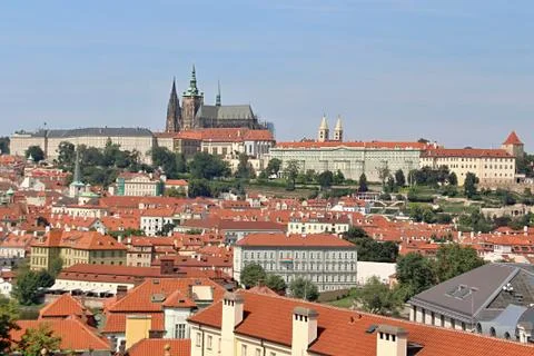 Prague red roofs Stock Photos
