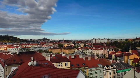 Prague Red Rooftops Aerial View Czech Republic Cityscape Drone 4K B-roll Stock Footage 320182536